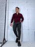 Men's trousers with fine check - black with white 65-3